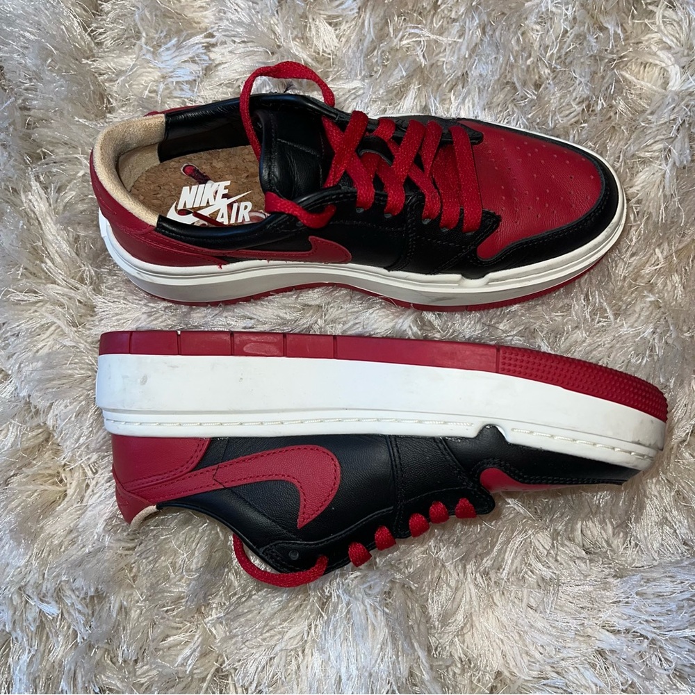 Nike Air Jordan Black and Red Platform Sneakers